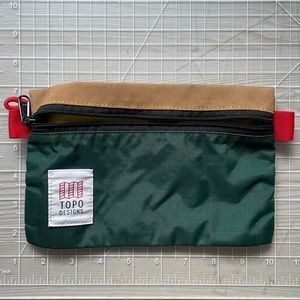 Topo Designs Nylon Zip Accessory Pouch, forest green